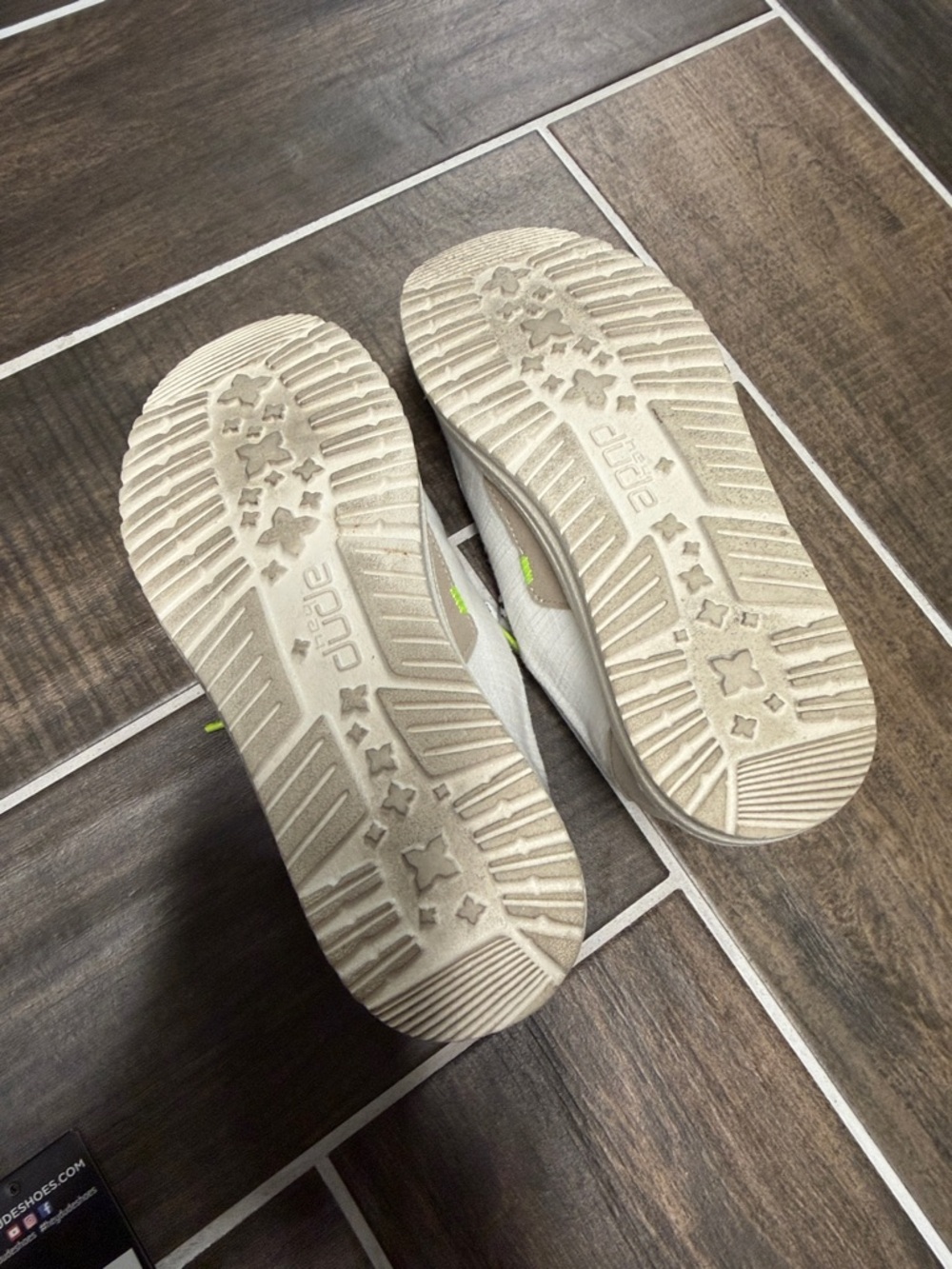 Hey Dude Wendy Star White Slip-On Sneakers in Off-White with Green Accent - Picture 5 of 9